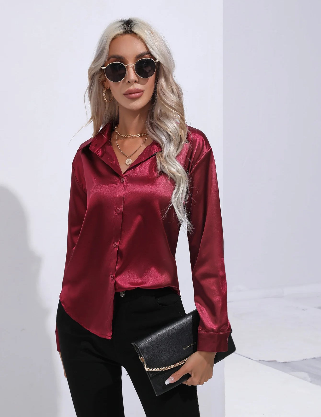 Camisa de Cetim com Manga Longa Elegante – Owen