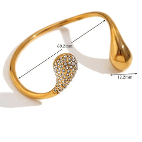 Pulseira Ajustável Gota com Zircônia Banhada a Ouro 18k