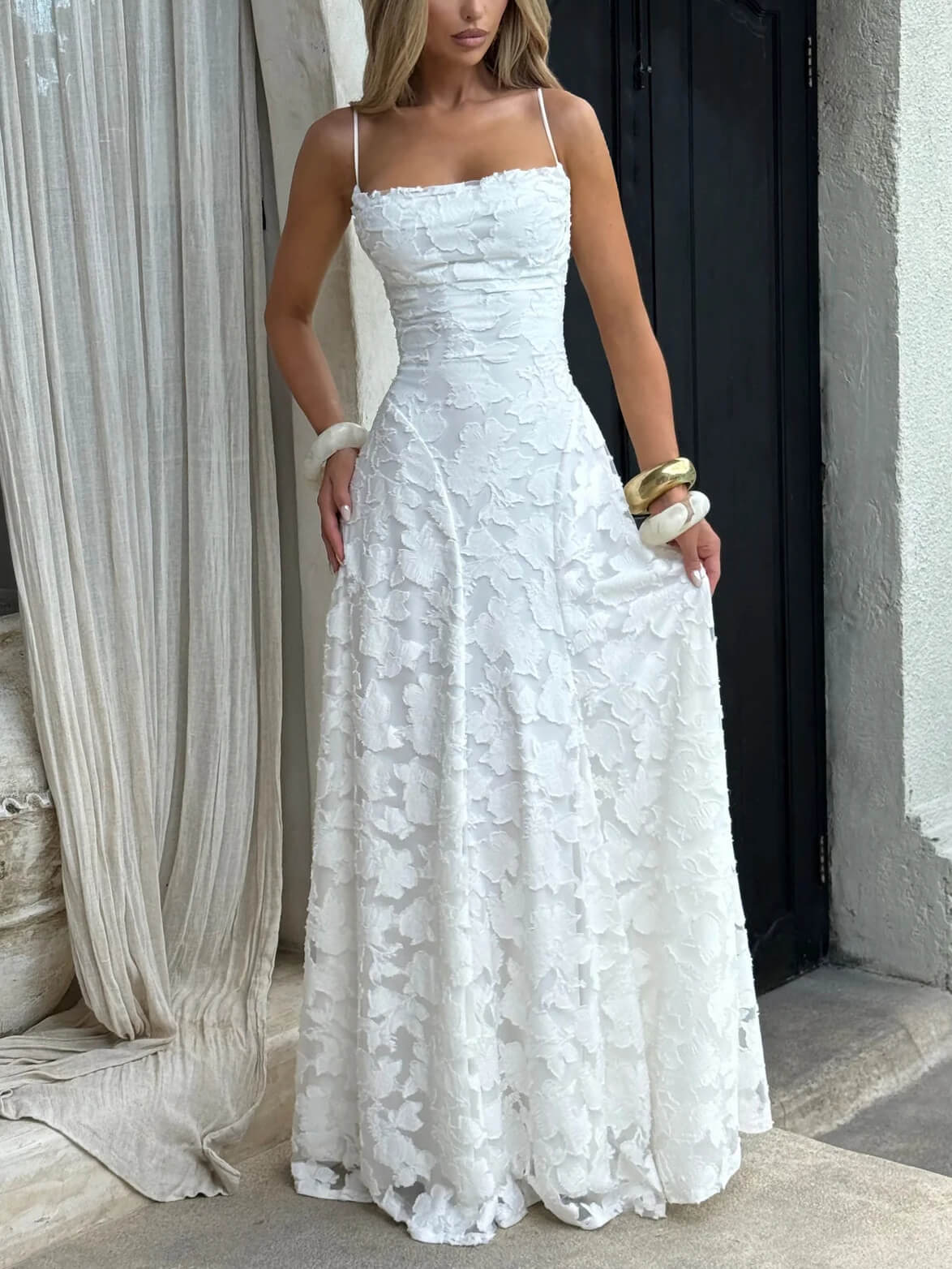 Vestido Longo Jacquard