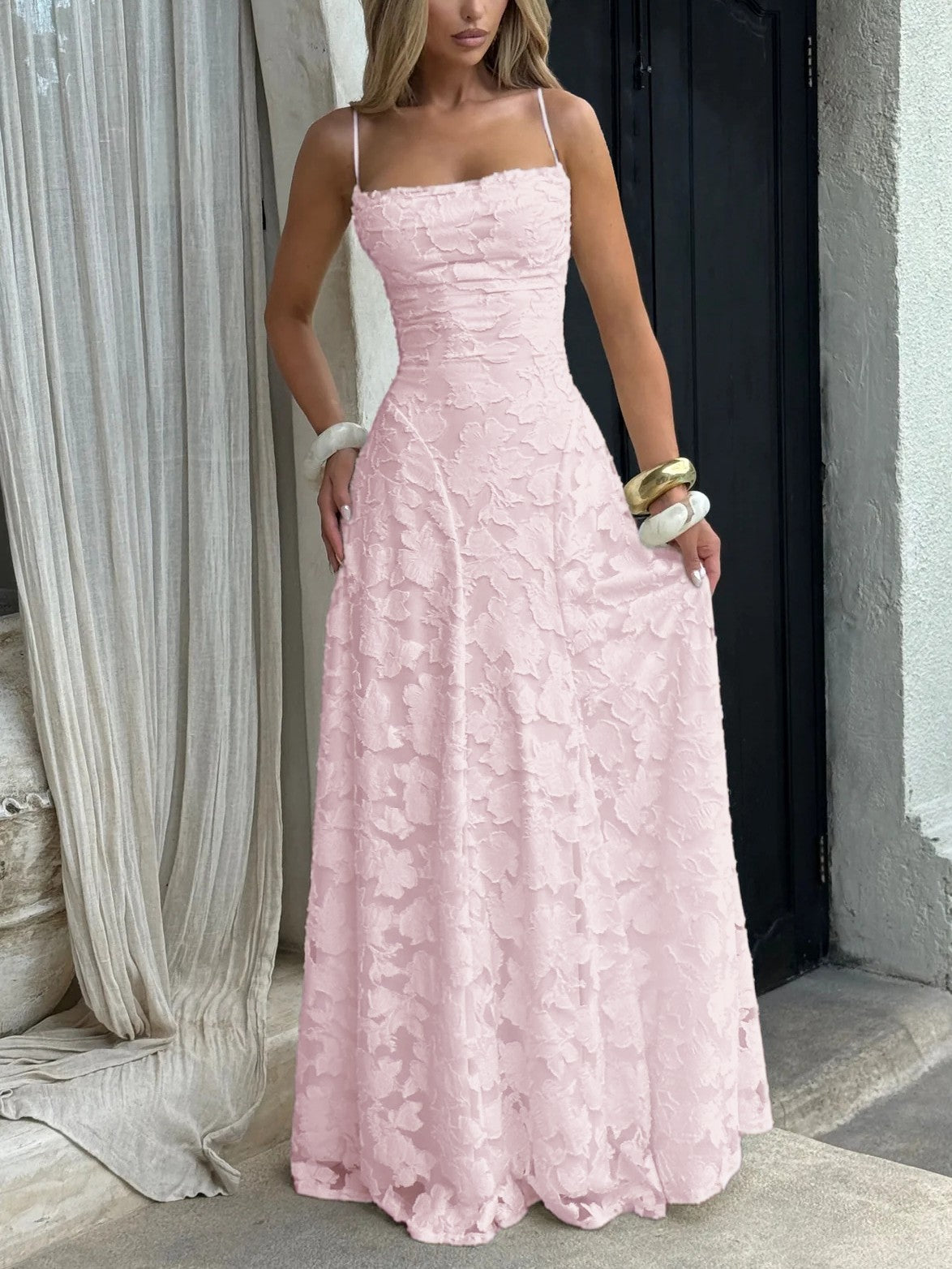 Vestido Longo Jacquard