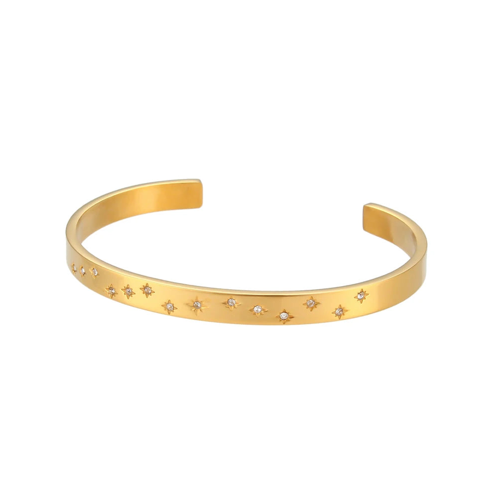 Bracelete Estrela de Cristal Banhado a Ouro 18k