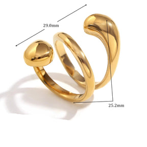 Anel Espiral Dourado com Zircônia