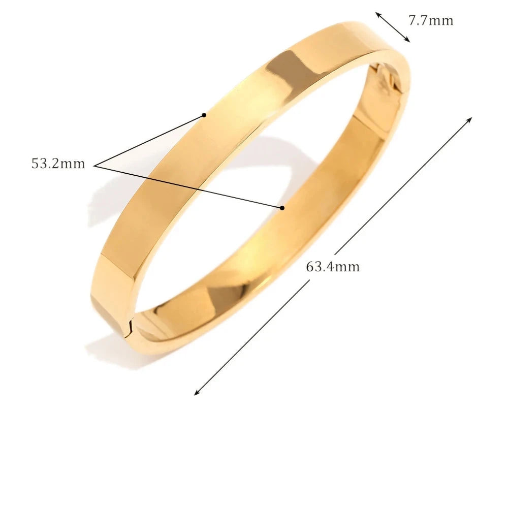 Pulseira Minimalista Brilhante em Aço Inoxidável Banhado a Ouro