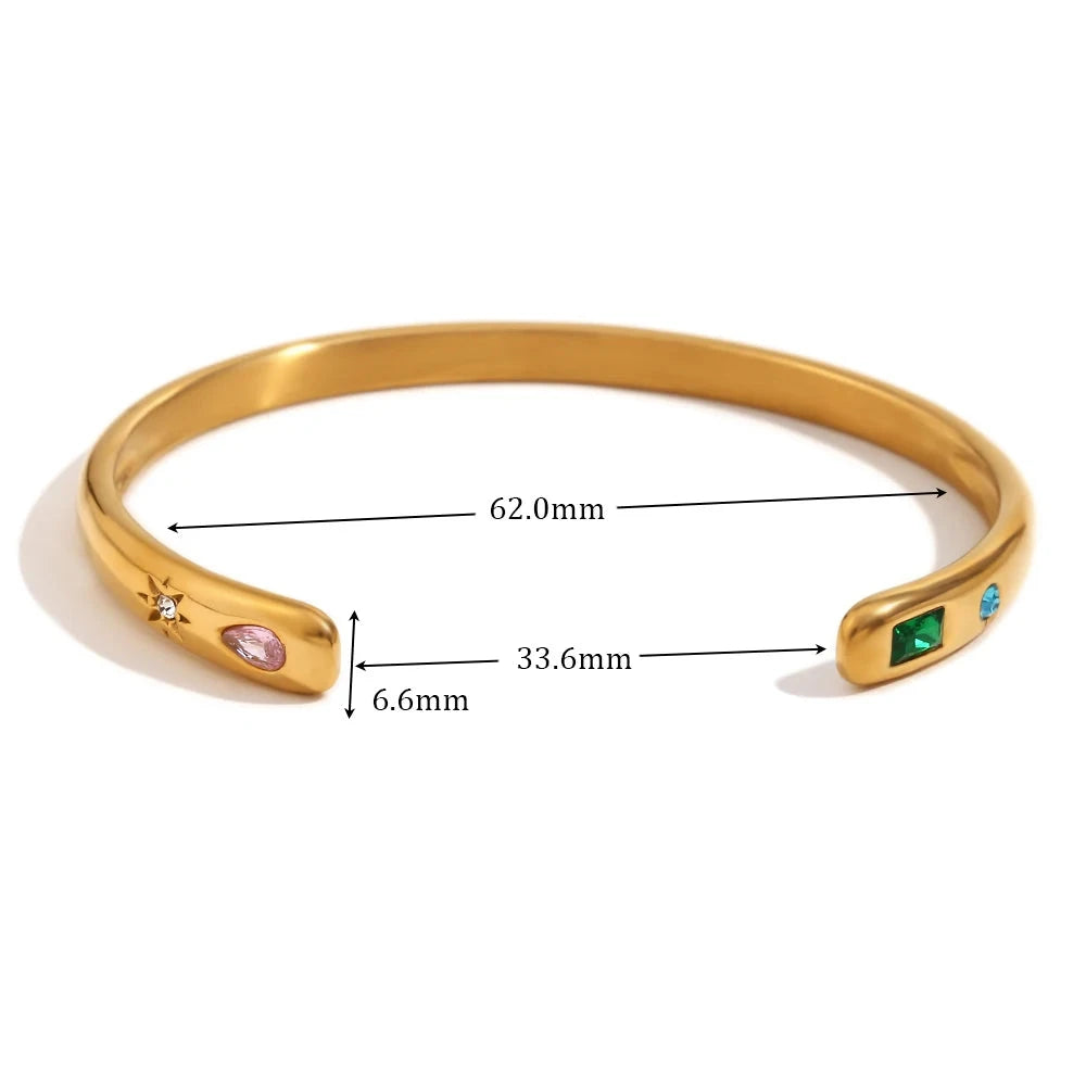 Pulseira Minimalista Feminina com Zircão e Ouro 18k