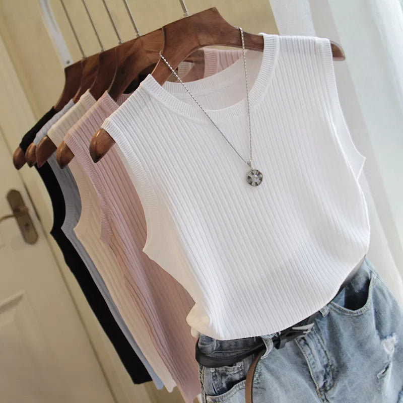 Camiseta Feminina Sem Mangas com Decote em O – Cris