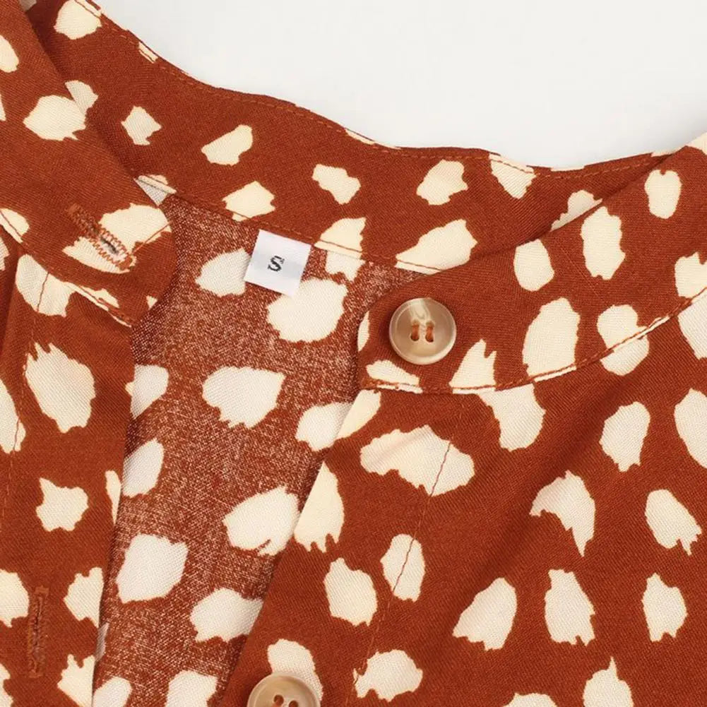 Vestido Feminino de Praia com Gola Alta – Estampado e Manga Curta