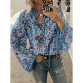 Blusa Estampada com Decote V e Manga Longa – Janis