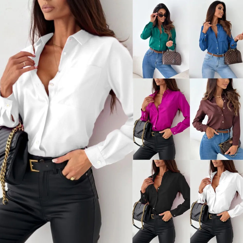 Blusa Feminina Elegante – Decote V e Estilo Office
