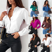 Blusa Feminina Elegante – Decote V e Estilo Office