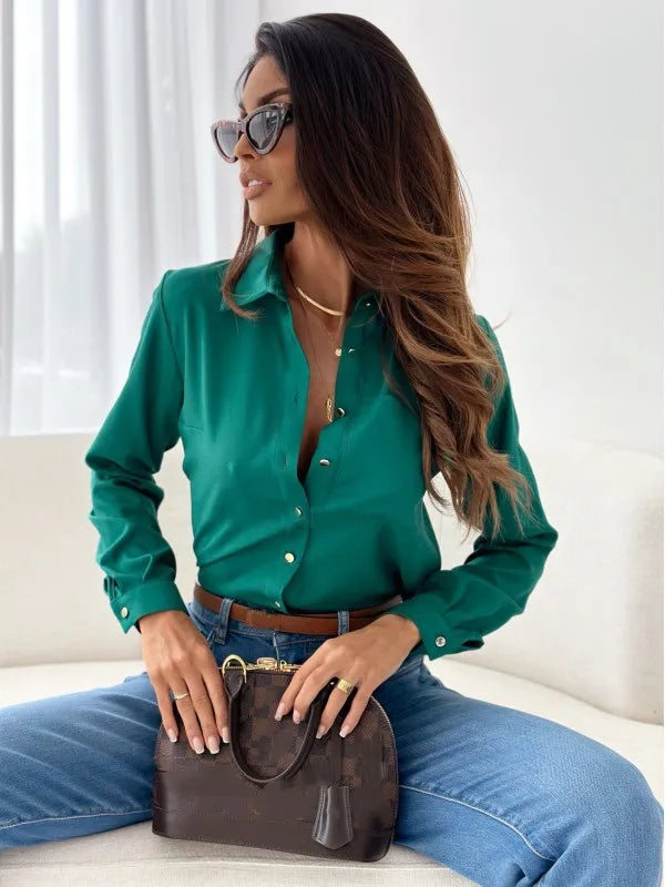 Blusa Feminina Elegante – Decote V e Estilo Office