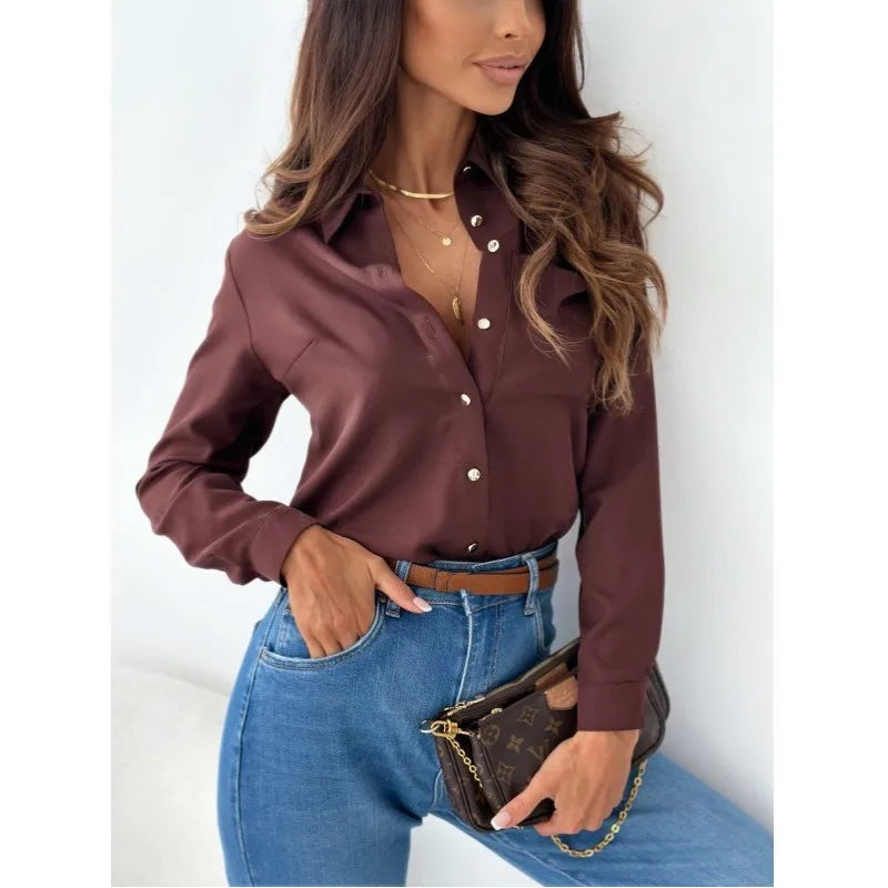 Blusa Feminina Elegante – Decote V e Estilo Office