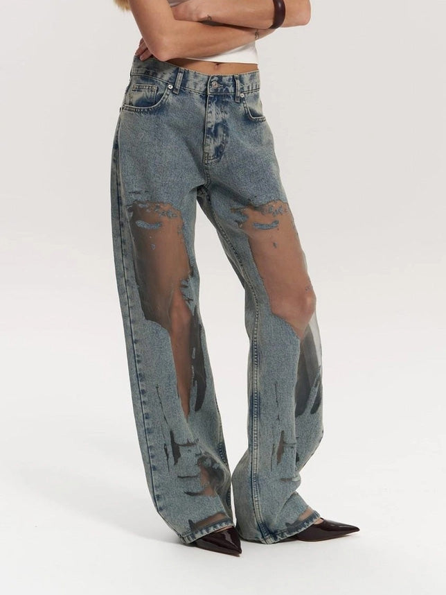 Calça Jeans Azul Translúcida