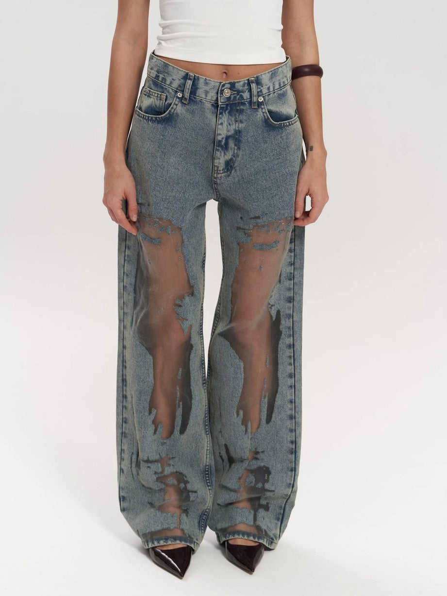 Calça Jeans Azul Translúcida