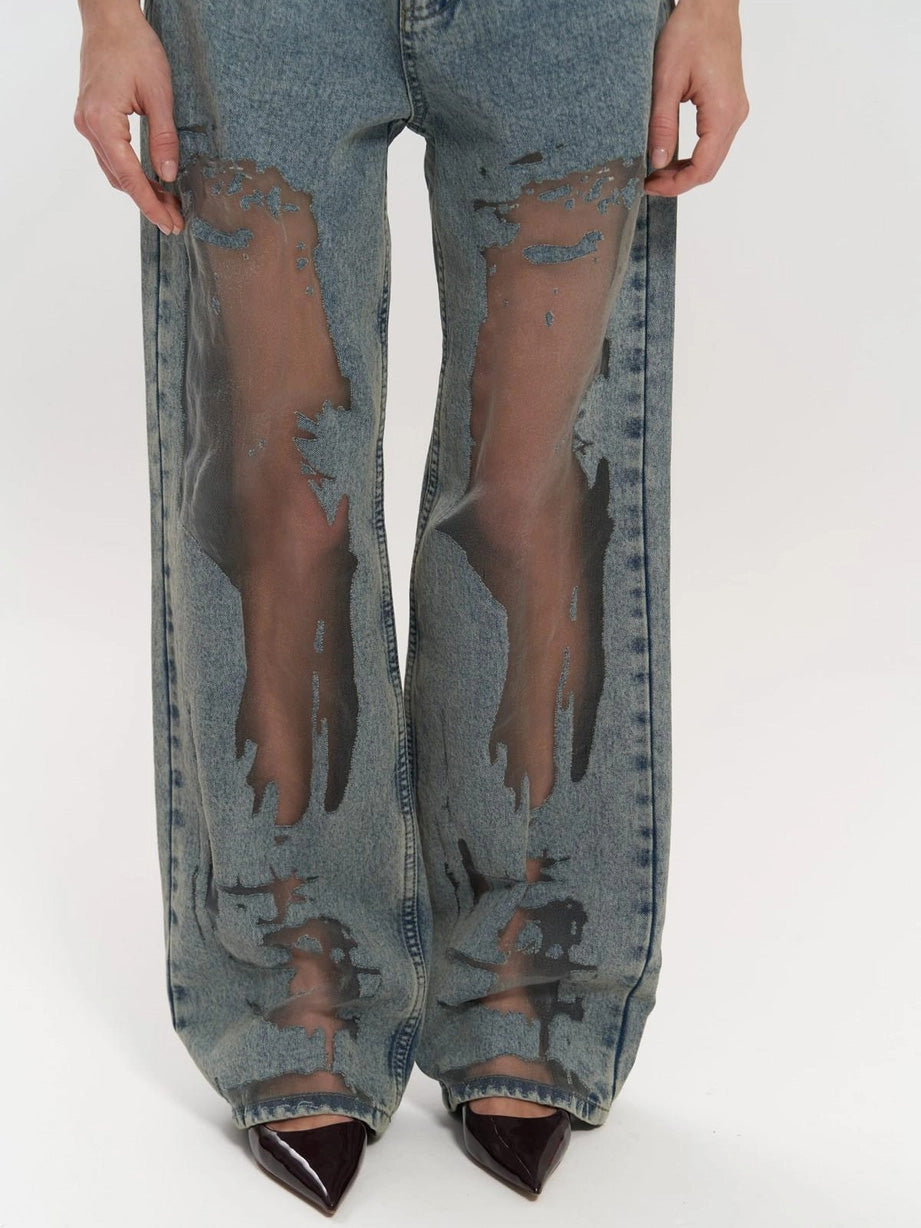 Calça Jeans Azul Translúcida