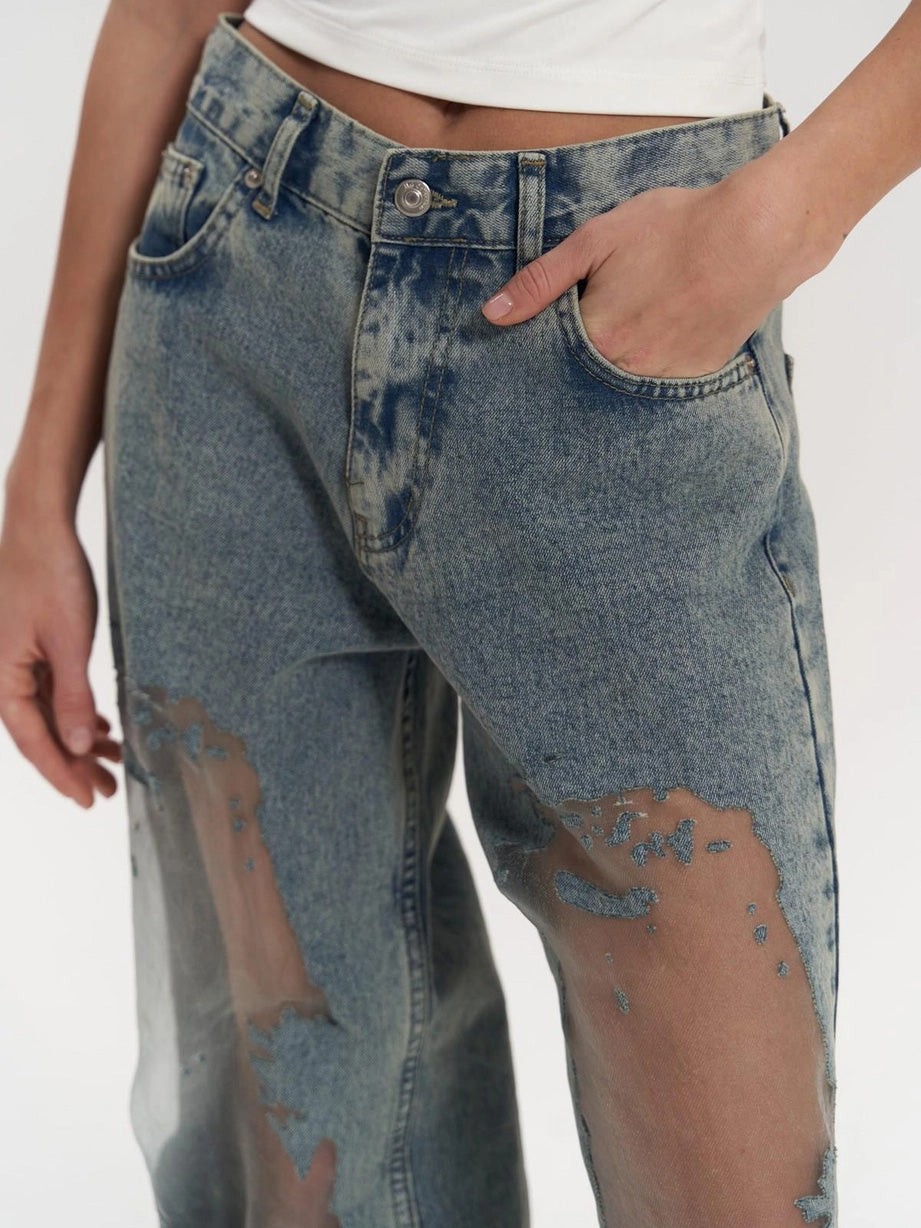 Calça Jeans Azul Translúcida