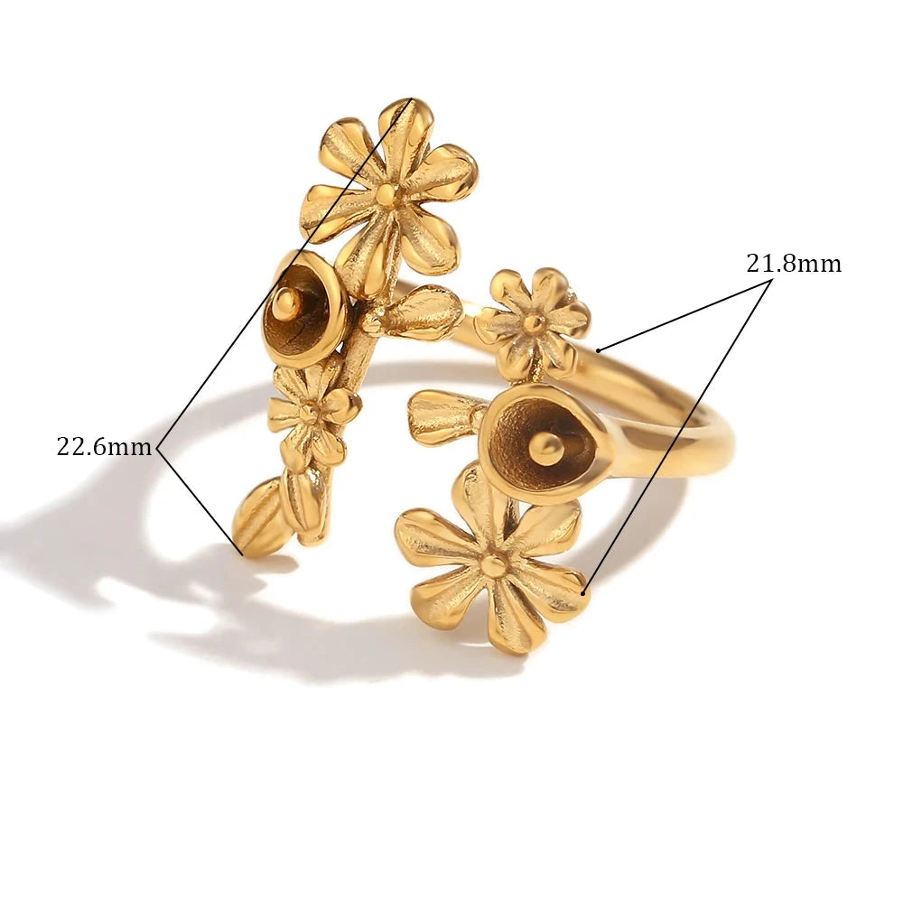 Anel Flor de Zircônia Banhado a Ouro 18K