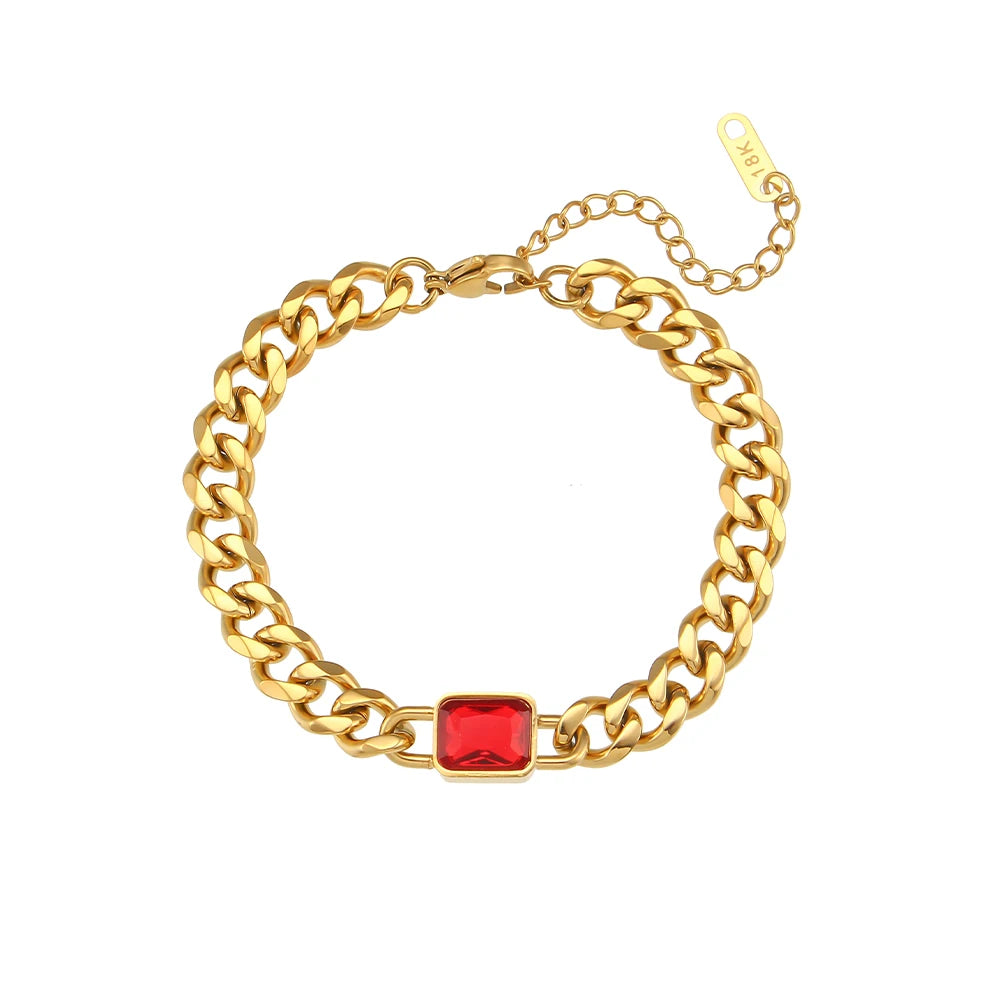 Pulseira Elegante com Zircônia e Corrente Cubana Banhada a Ouro