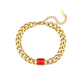 Pulseira Elegante com Zircônia e Corrente Cubana Banhada a Ouro