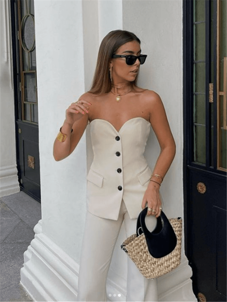 Conjunto Feminino de Alfaiataria Sem Alças – Levanzo