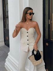 Conjunto Feminino de Alfaiataria Sem Alças – Levanzo