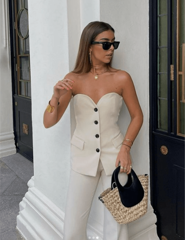 Conjunto Feminino de Alfaiataria Sem Alças – Levanzo