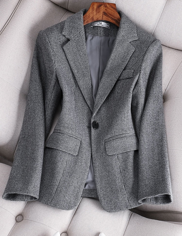Blazer Formal com Manga Longa e Botão Único – Raphi