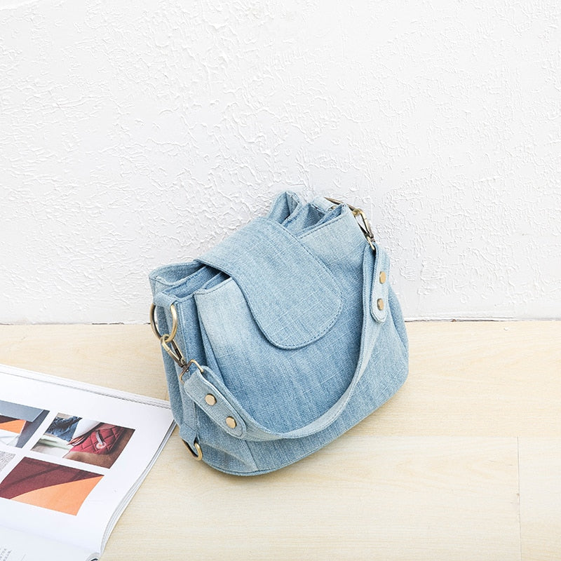 Bolsa de Ombro Grande Azul Casual – Denim