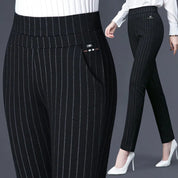 Calça Listrada com Cintura Elástica – Margot